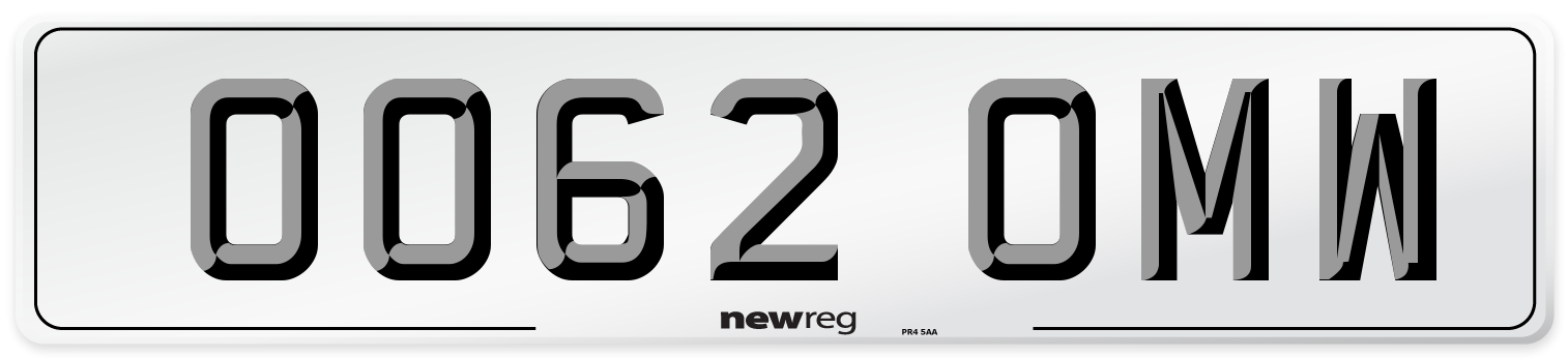 OO62 OMW Number Plate from New Reg